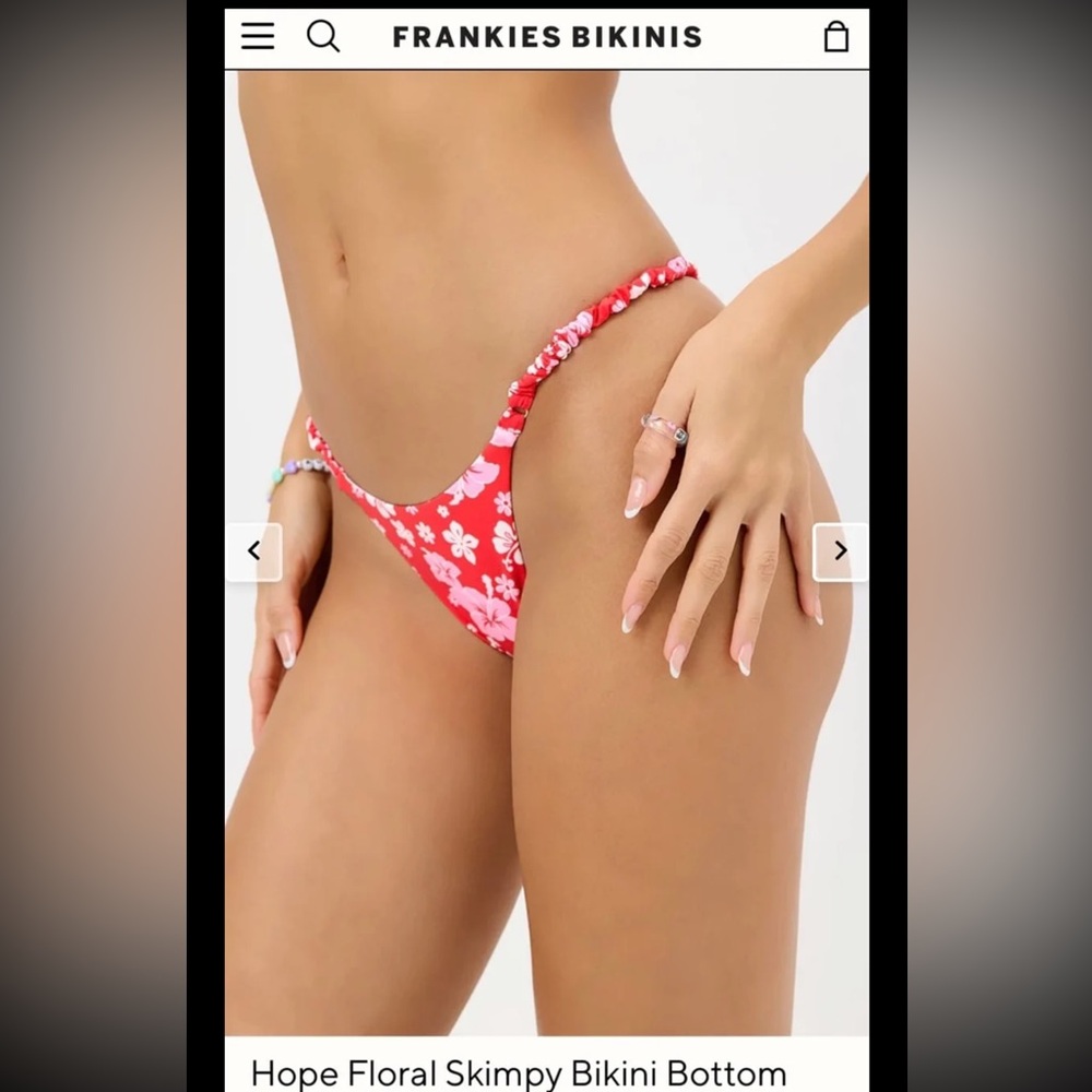COPY - Frankie’s Bikinis Red Floral Coconut Girl Bikini Bottoms